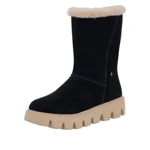 Rieker W2072-00 Ladies Black Suede Side Zip Ankle Boots