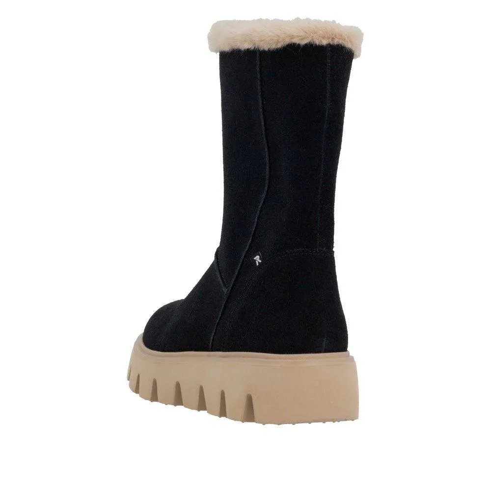 Rieker W2072-00 Ladies Black Suede Side Zip Ankle Boots