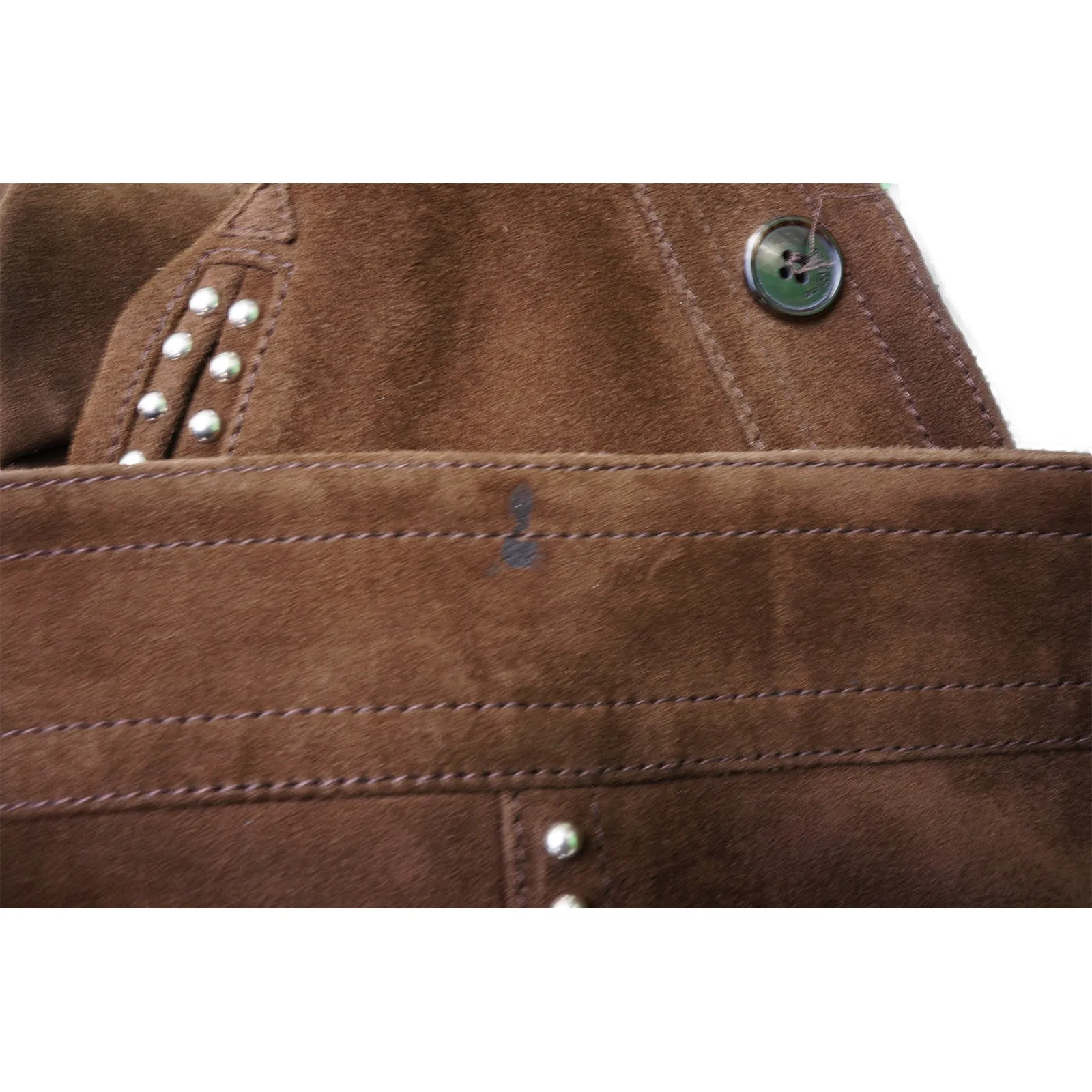 SAINT LAURENT BROWN SUEDE STUDDED JACKET