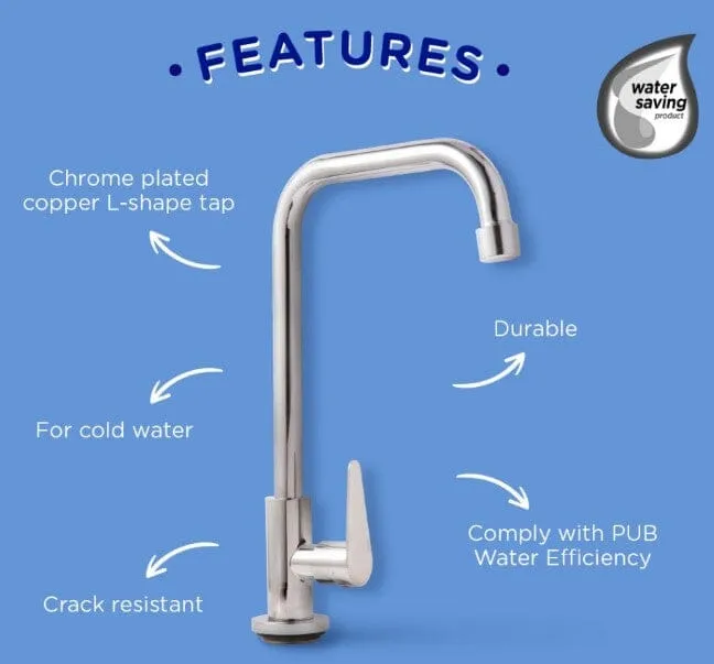 Selleys Chrome Kitchen Sink Tap (L Shape) | Model :  SEY-S60902
