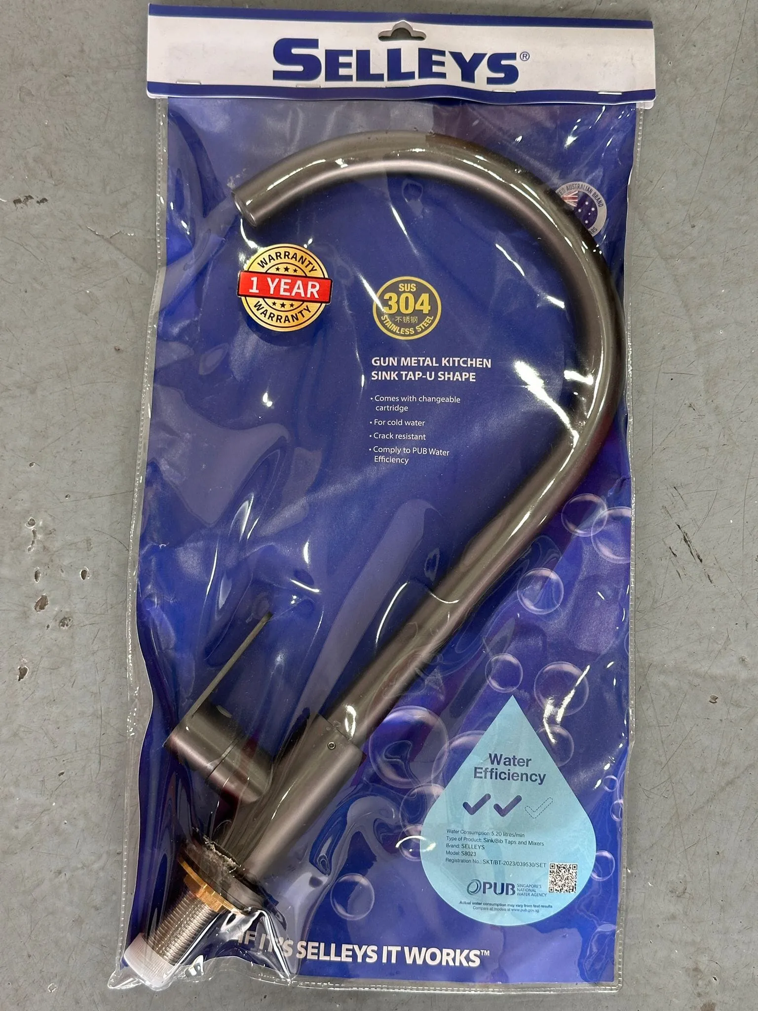 Selleys Gun Metal Kitchen Sink Tap - U Shape | Model : SEY-S8023