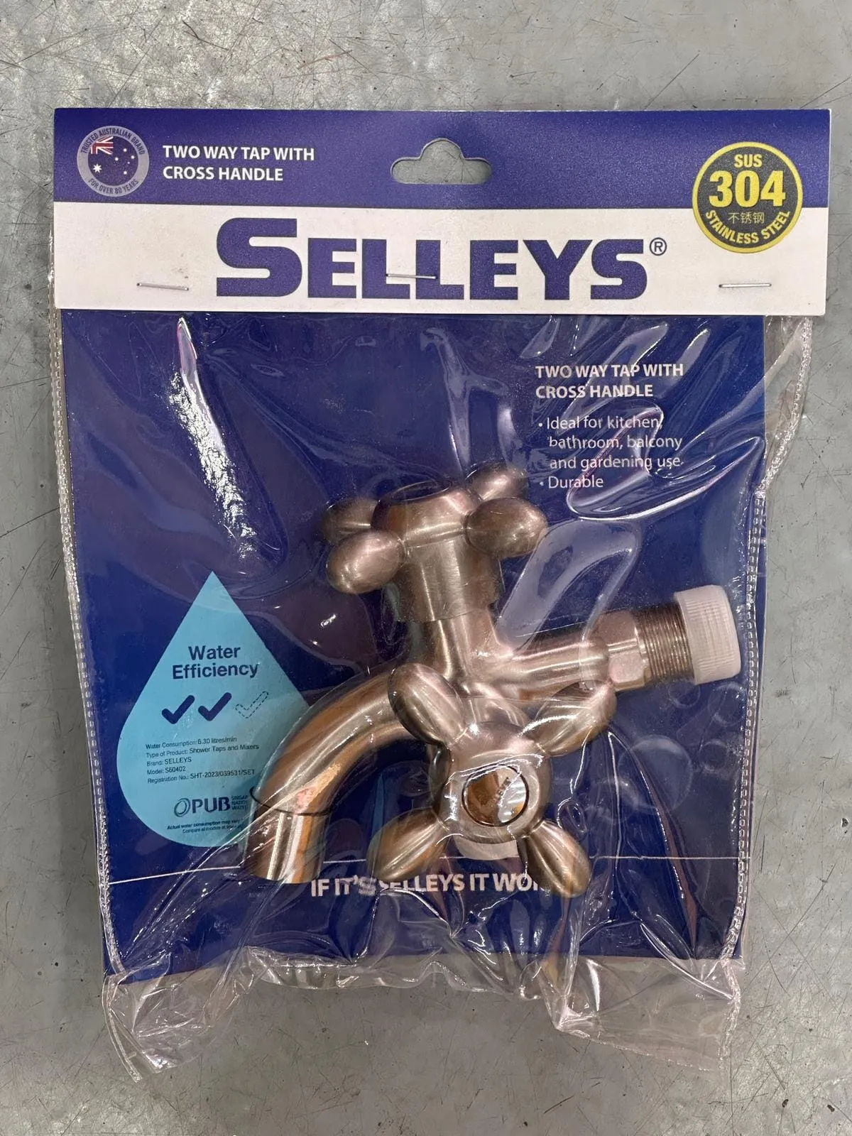 Selleys SS304 Basin 2Way Tap - Cross Handle | Model : SEY-S60402