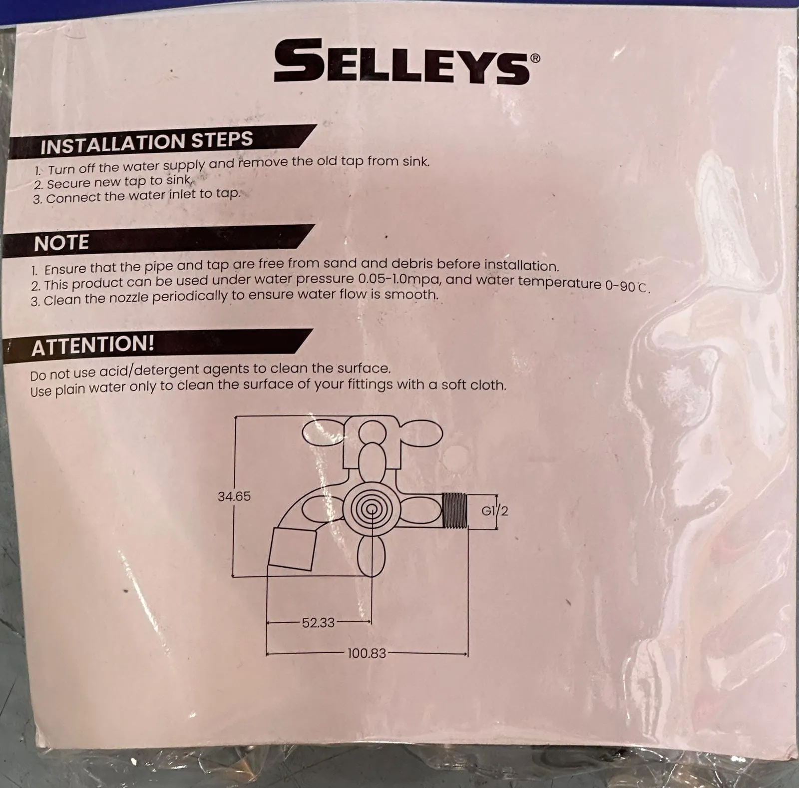 Selleys SS304 Basin 2Way Tap - Cross Handle | Model : SEY-S60402