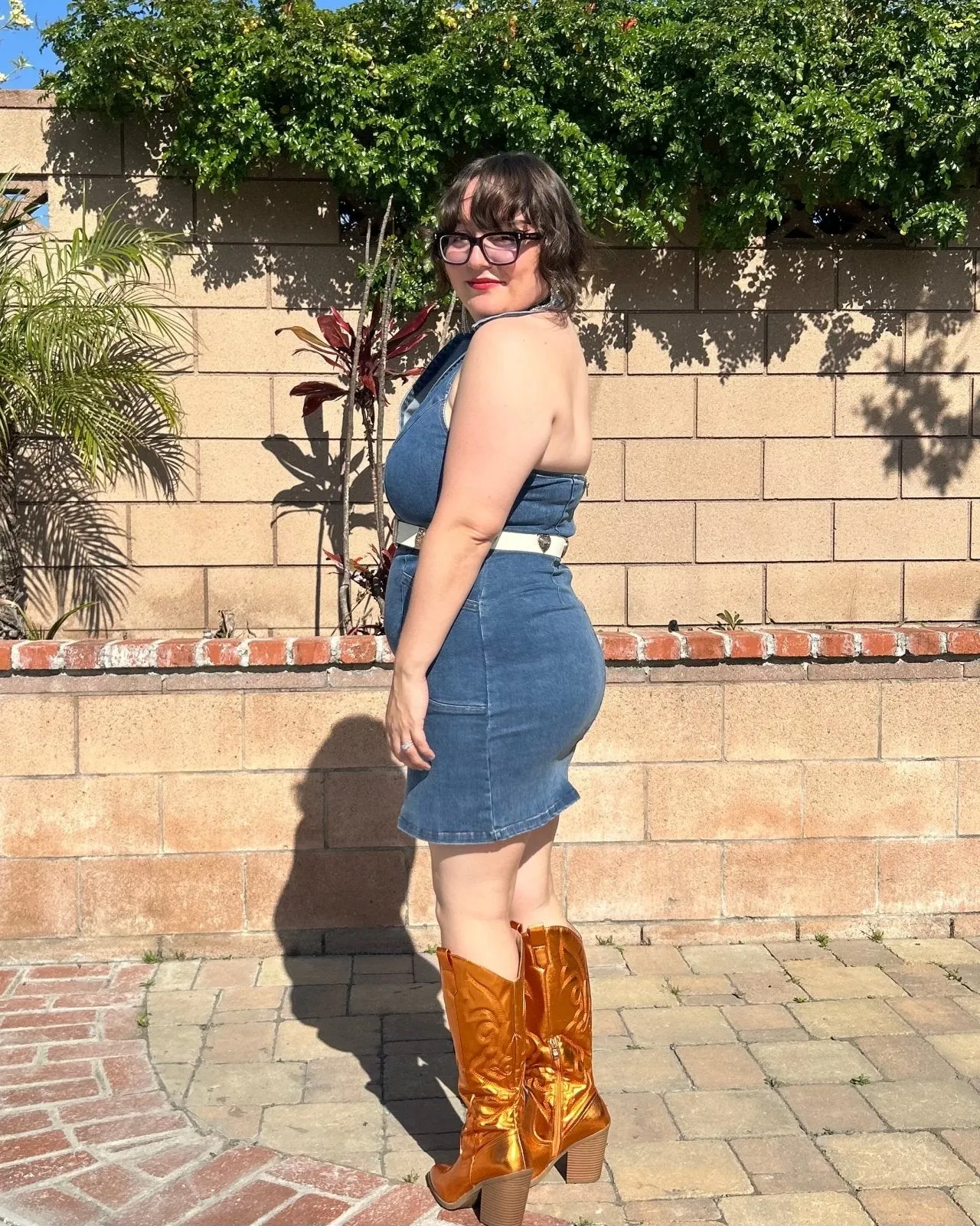 Shiny Orange Cowgirl Boots