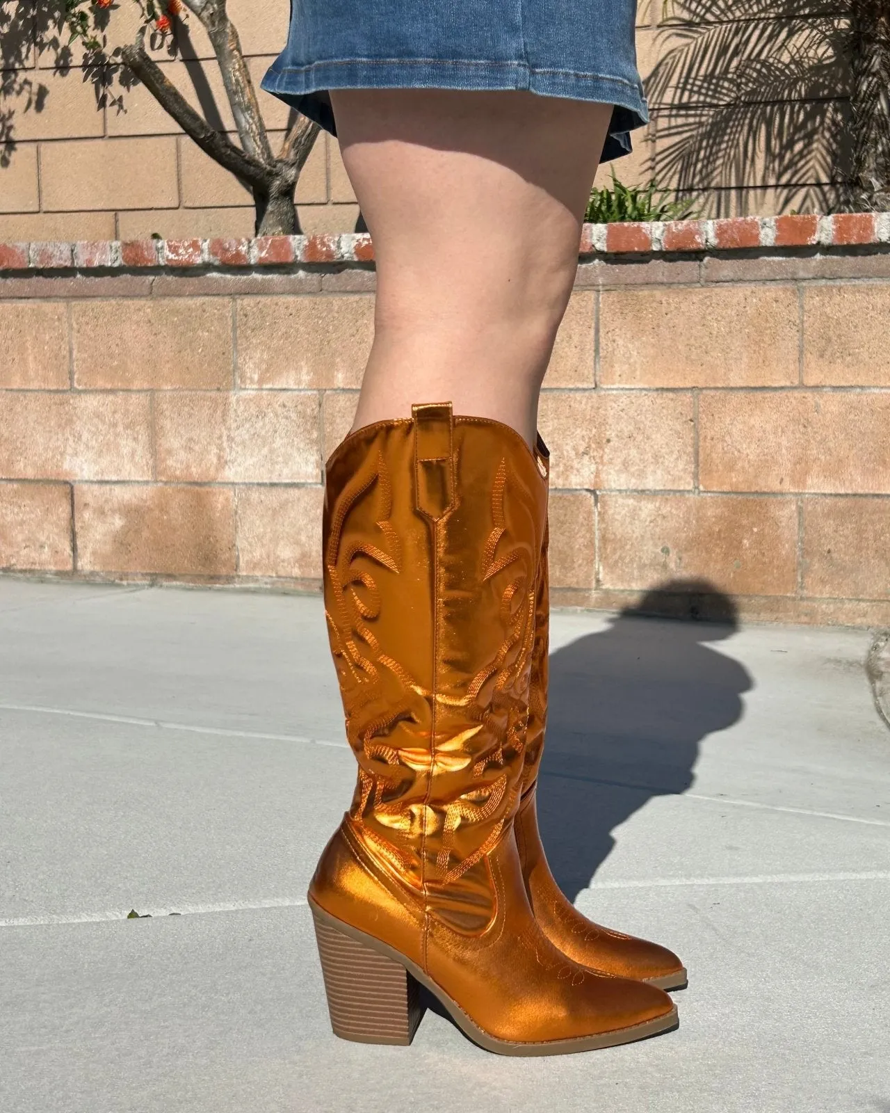 Shiny Orange Cowgirl Boots