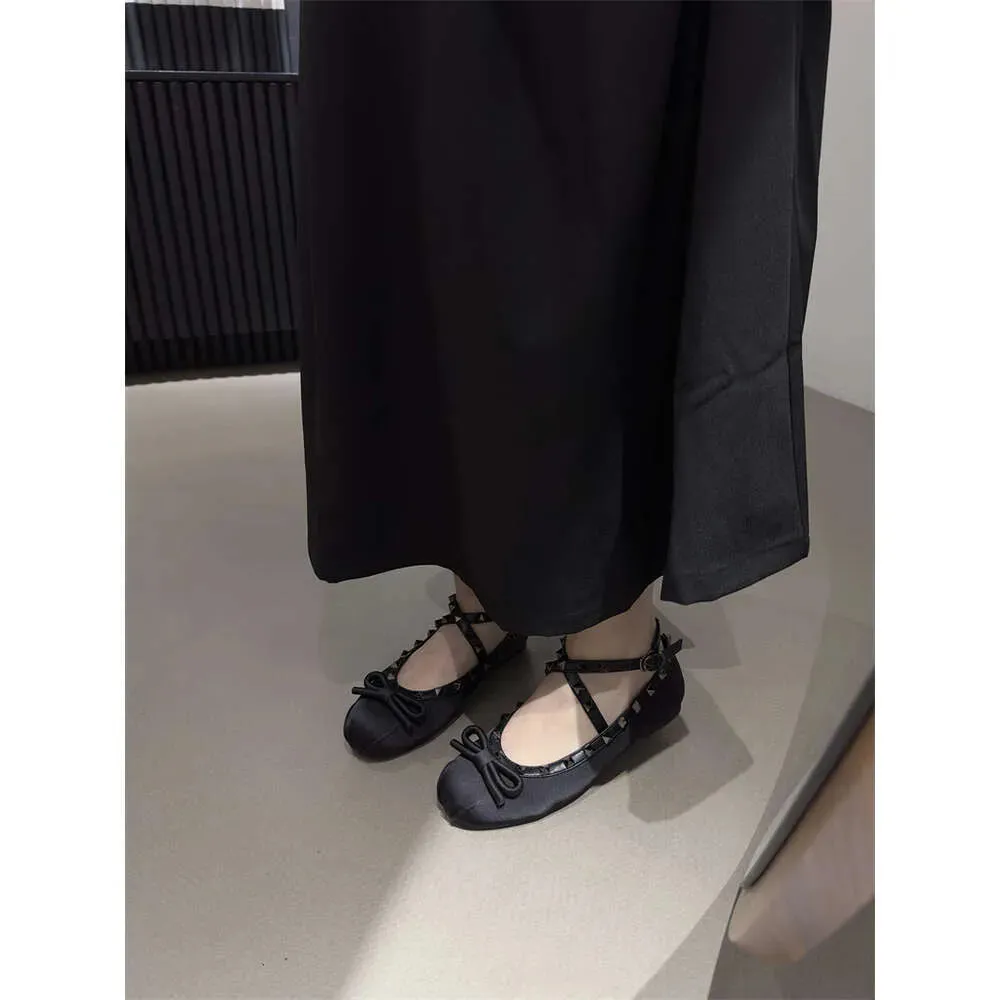 Studded Satin Ballet Flats