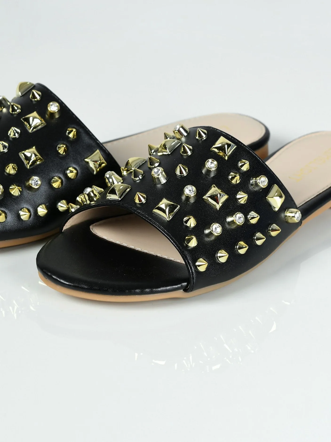 Studded Slides - Black