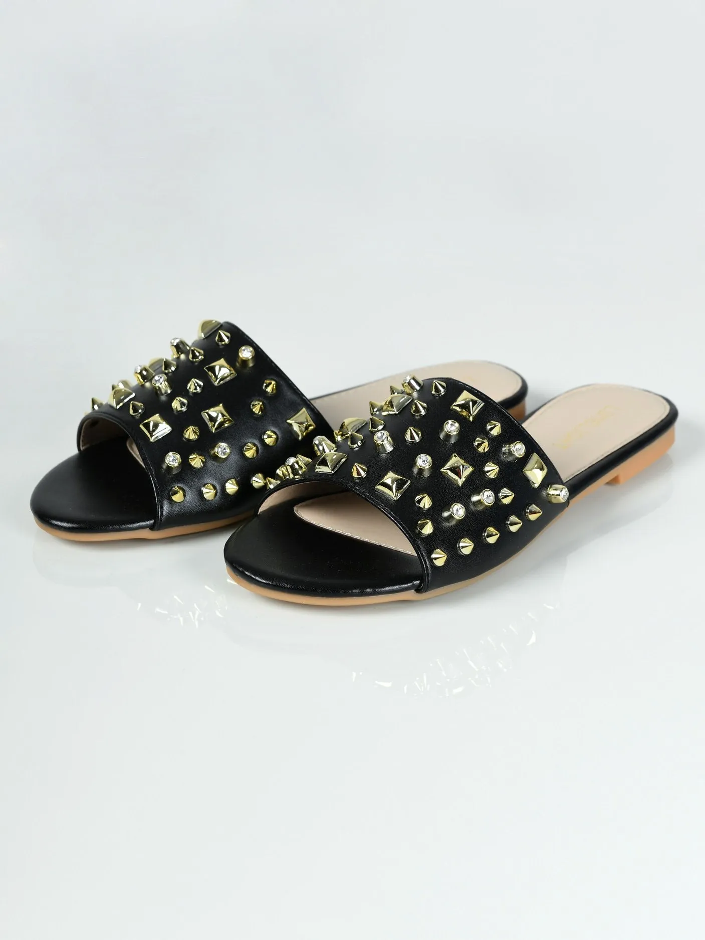 Studded Slides - Black