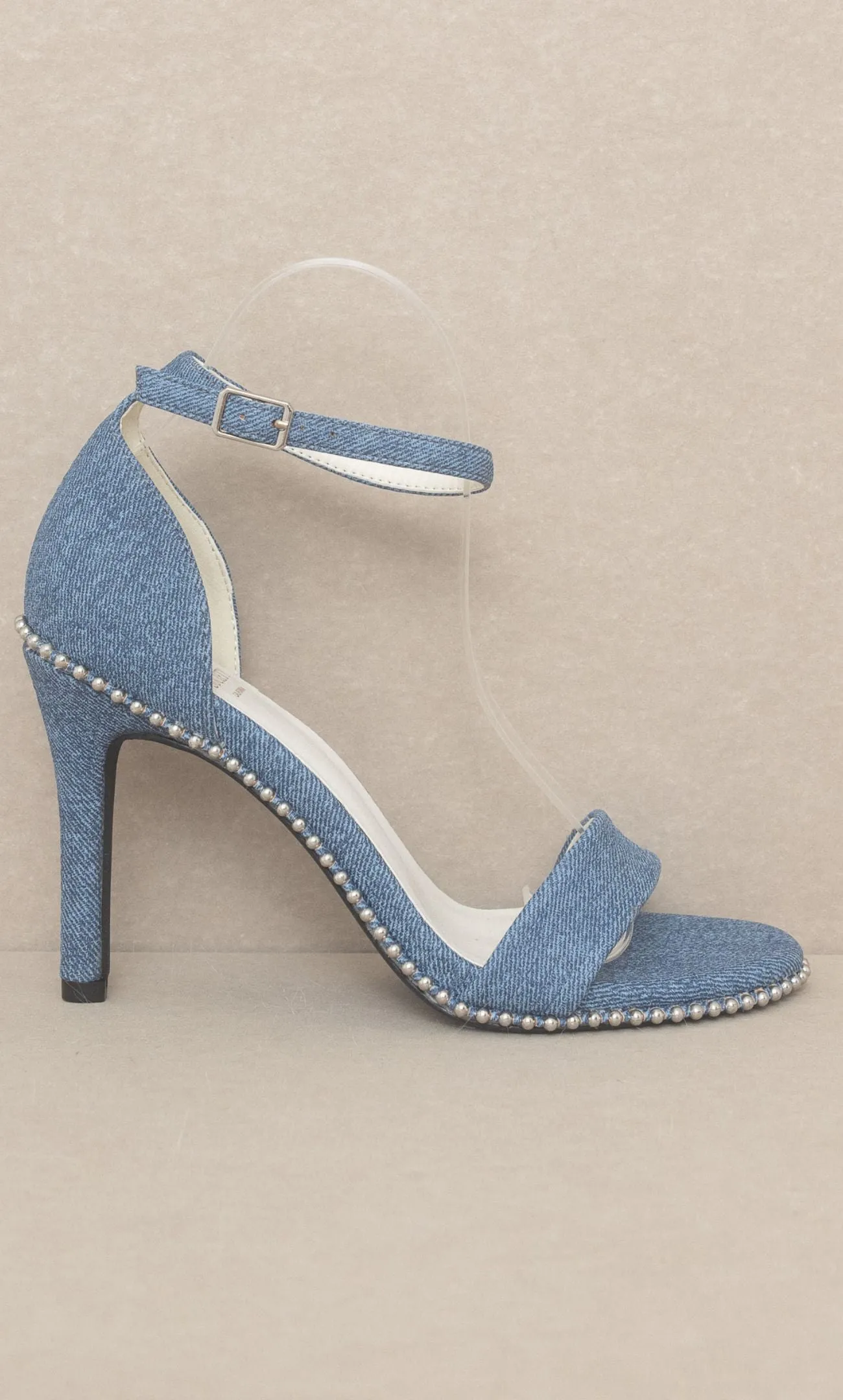 The Leighton Denim Studded Heels *Runway Exclusive*
