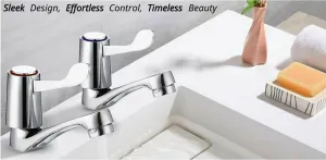 Traditional Design Twin Pair Hot Cold Water Mixer Sink with Ceramic Disc for Bathroom