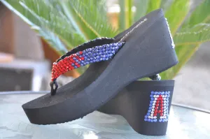 University or Sprorts Theme Swarovski Crystal Platform Flip-flops by Sparkle Steps