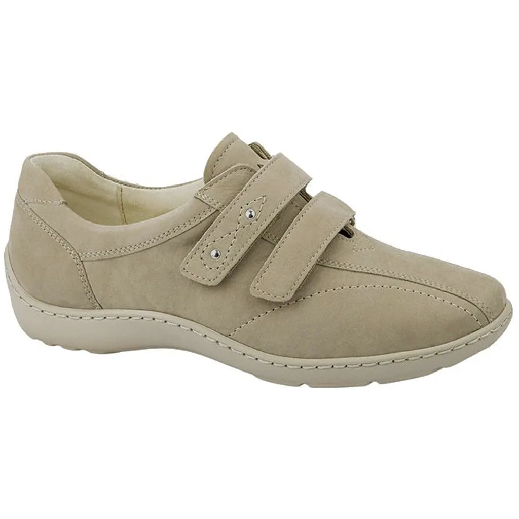Waldlaufer Women's  Joy Velcro Shoes Beige Leather Nubuck