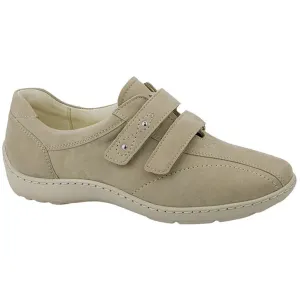 Waldlaufer Women's  Joy Velcro Shoes Beige Leather Nubuck