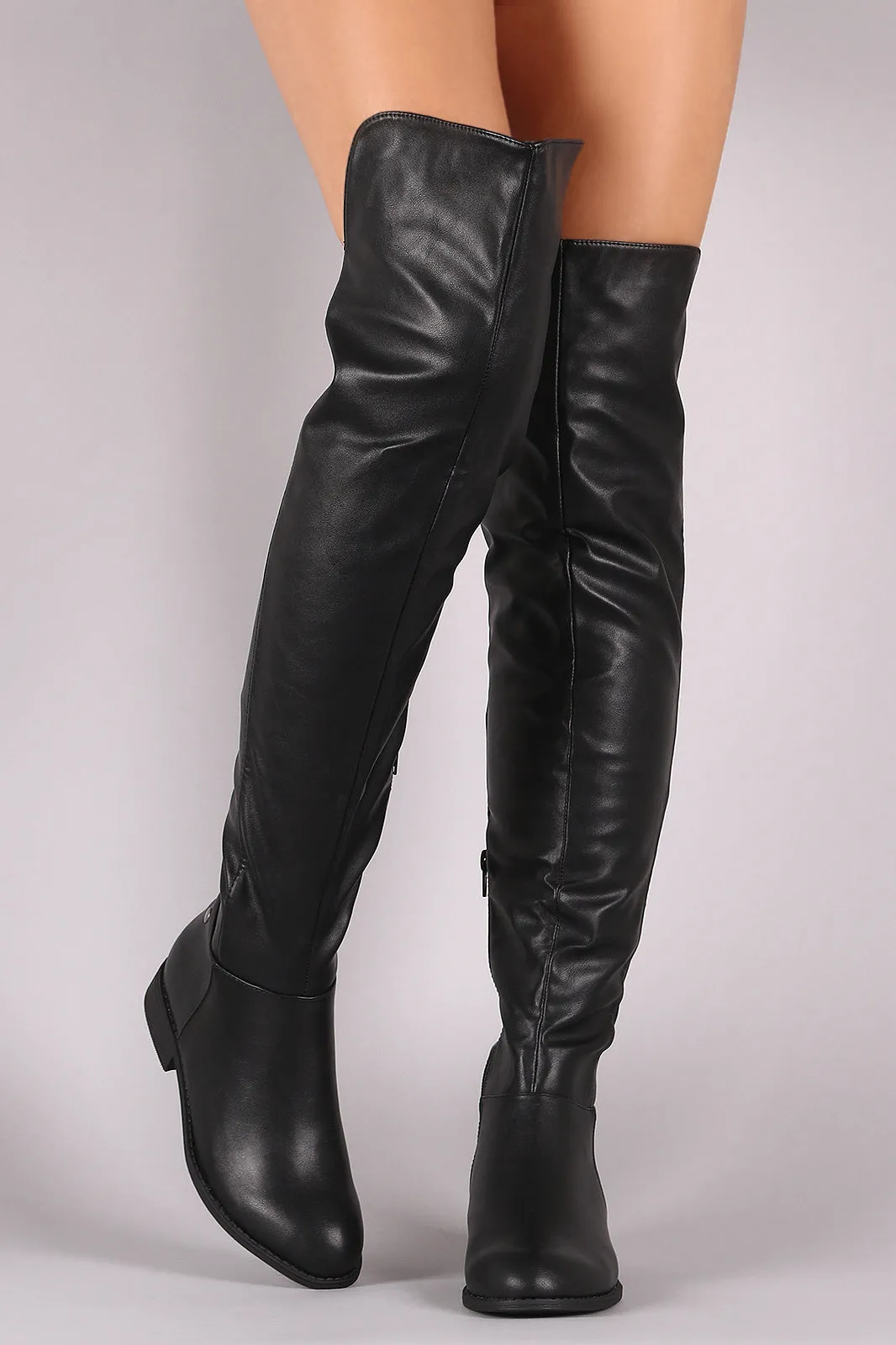 Wild Diva Lounge Studded High-Low Over-The-Knee Riding Boots