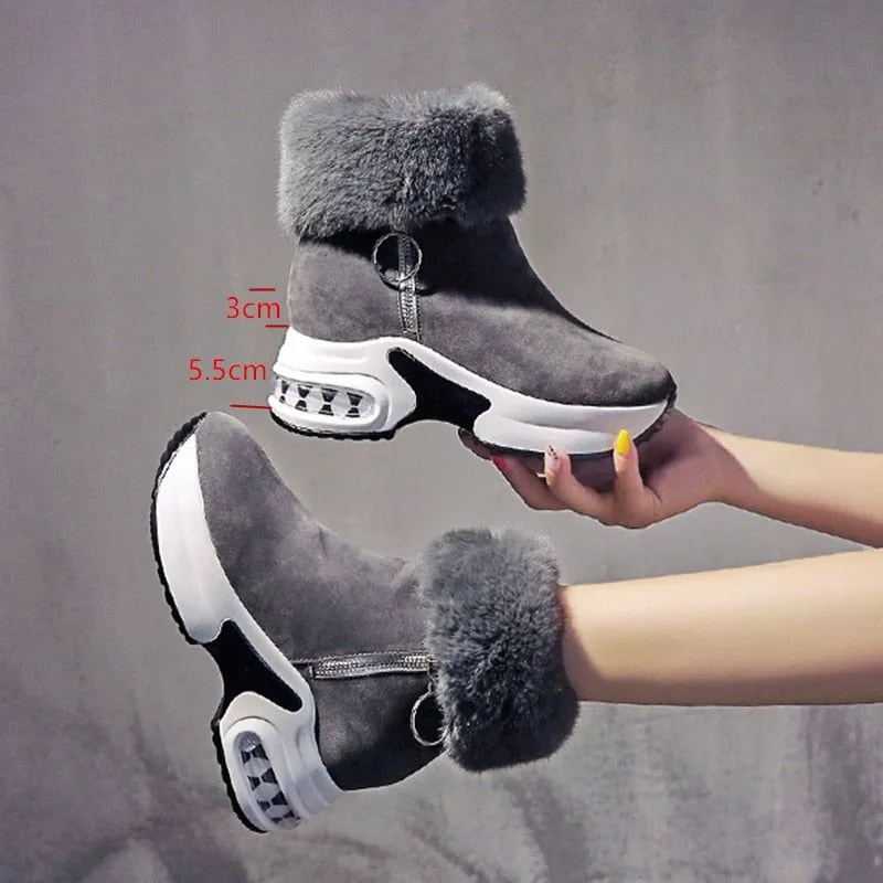 Women Ankle Suede Super Warm Plush Winter Wedges Boots