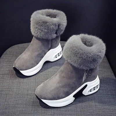 Women Ankle Suede Super Warm Plush Winter Wedges Boots