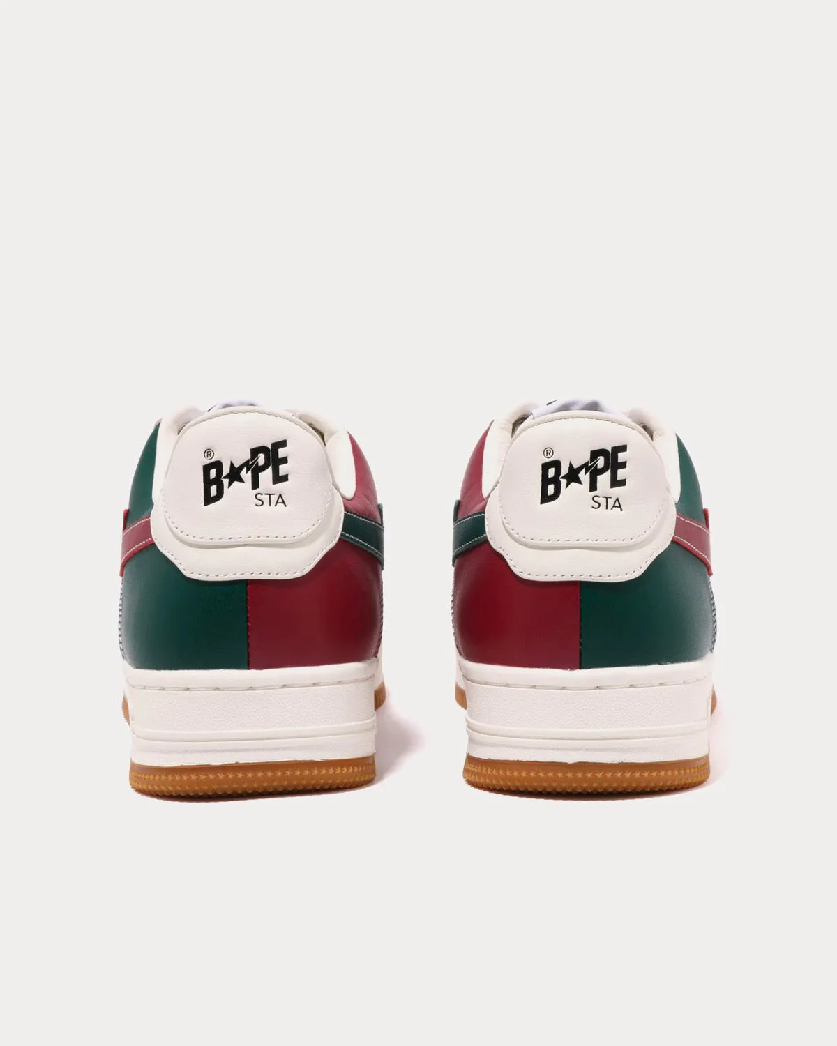 x END. 'Bowling' Bape Sta White / Green / Red Low Top Sneakers