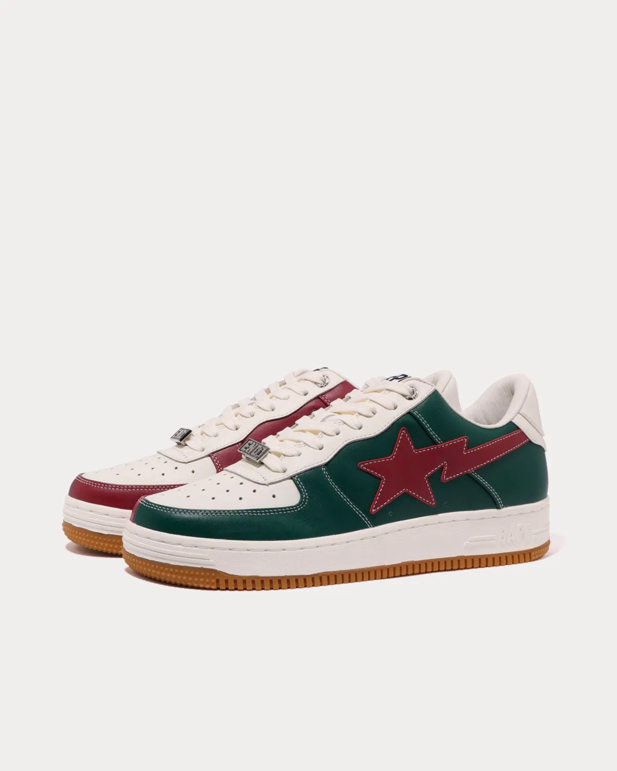 x END. 'Bowling' Bape Sta White / Green / Red Low Top Sneakers